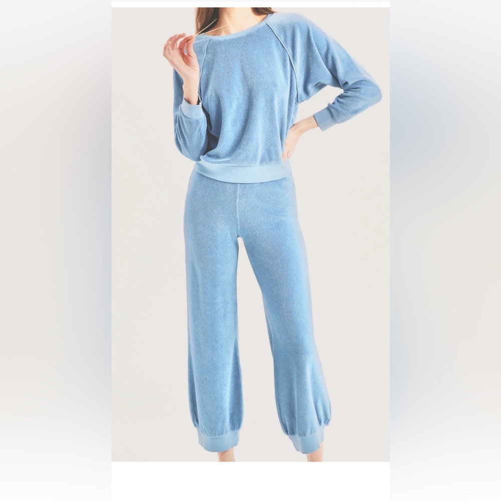 Suzie Kondi Harem High waist beach terry cotton powder blue pants